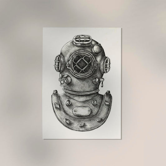 Diving Suit Antique Print