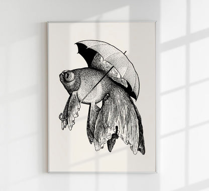 The Umbrella Fish Antique Print