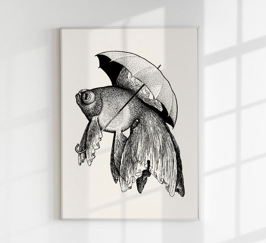 The Umbrella Fish Antique Print