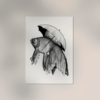 The Umbrella Fish Antique Print