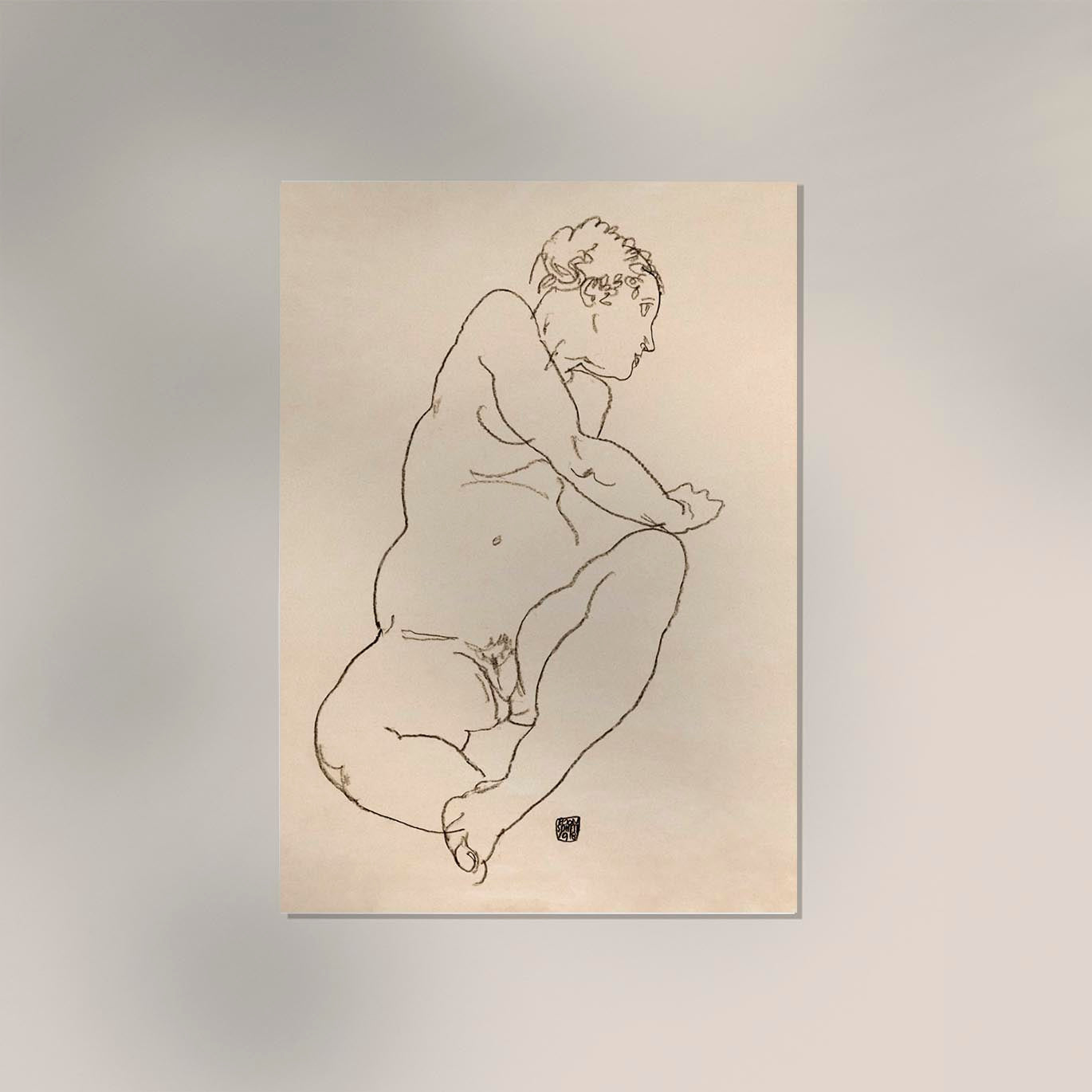 Female Nude Bending to the Left by Egon Schiele