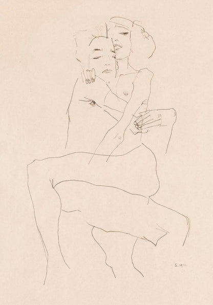 Couple Embracing by Egon Schiele