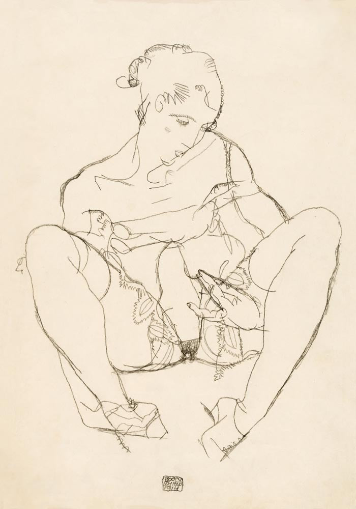 Seated Woman in Chemise by Egon Schiele