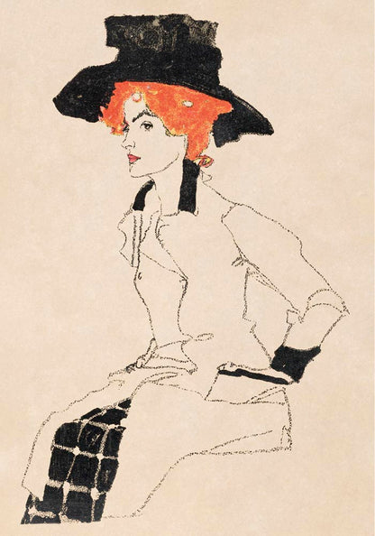 Portrait of a Woman in a hat by Egon Schiele