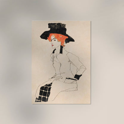 Portrait of a Woman in a hat by Egon Schiele