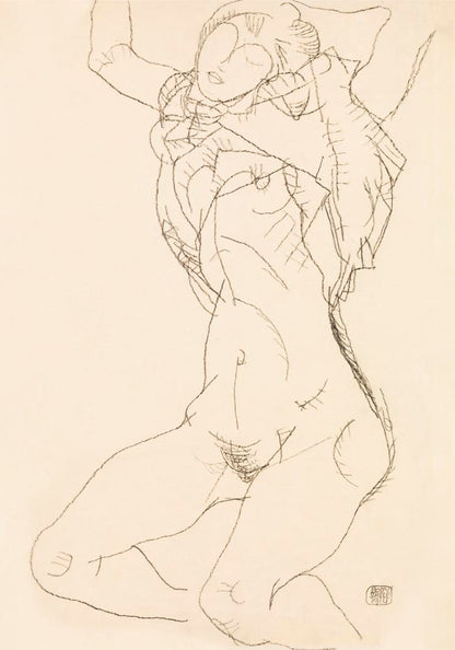 Woman undressing by Egon Schiele