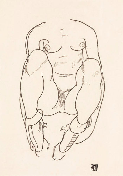 Torso of a Seated Woman with Boots by Egon Schiele