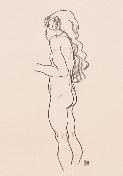 Standing Nude Girl by Egon Schiele