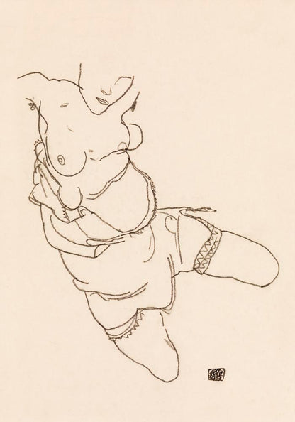 Semi Dressed Model by Egon Schiele