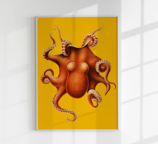 Yellow Octopus Art Poster