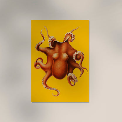 Yellow Octopus Art Poster