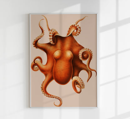 Beige Pulpo Squid Set of 2 Prints