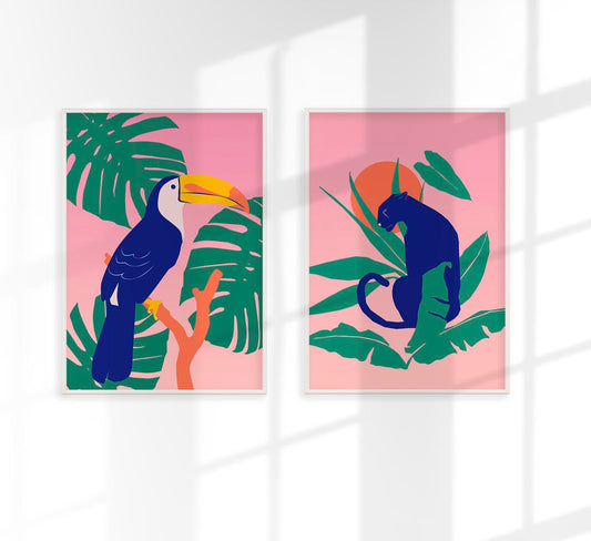 Pink Tropical Set of 2 Prints