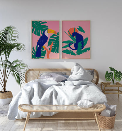 Pink Tropical Set of 2 Prints