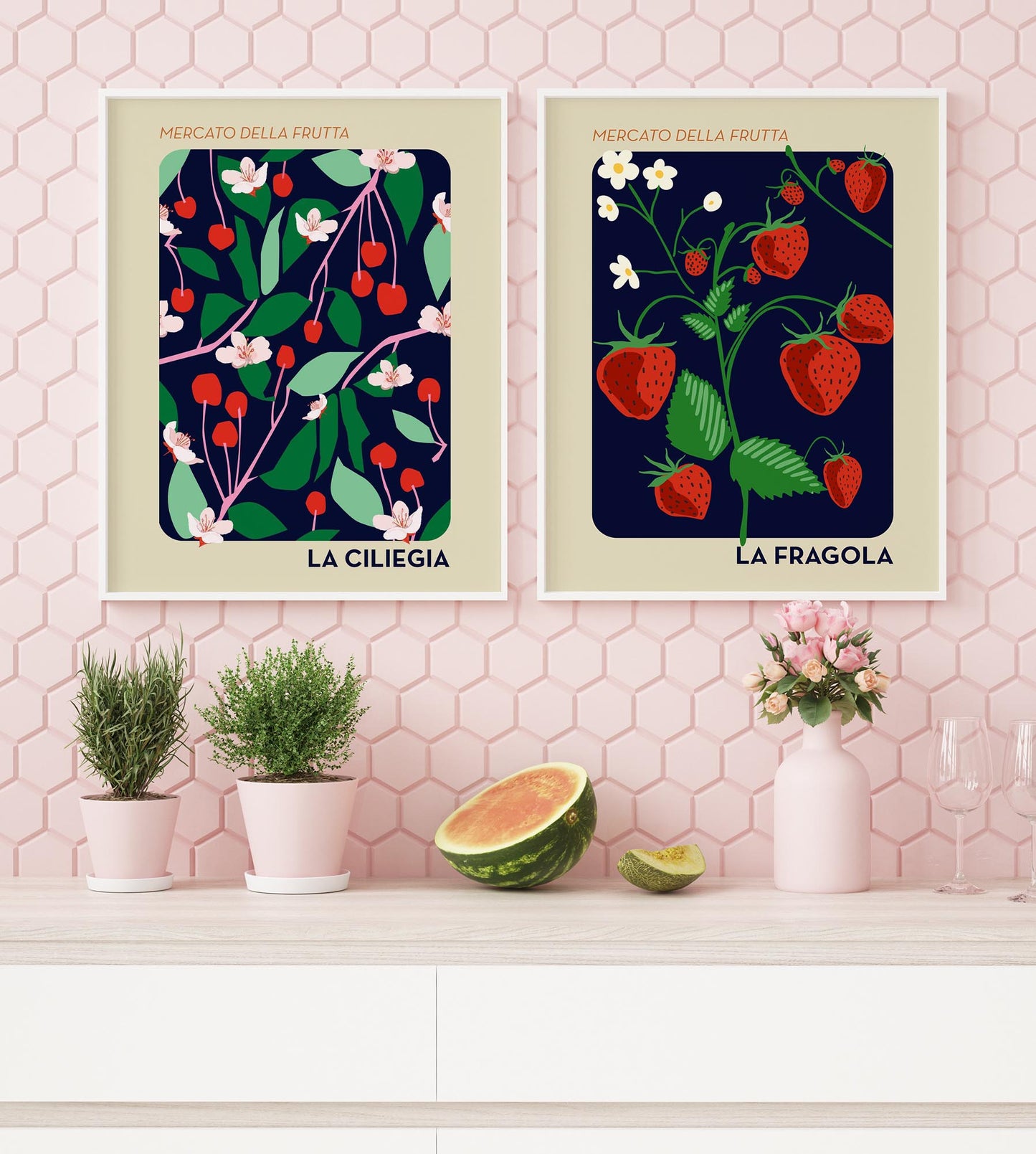 Cherry & Strawberry Set of 2 Prints