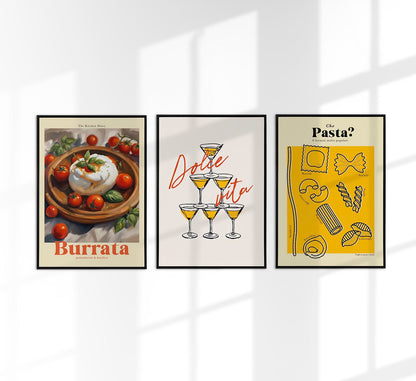 Dolce Vita Foodie Set of 3 Prints