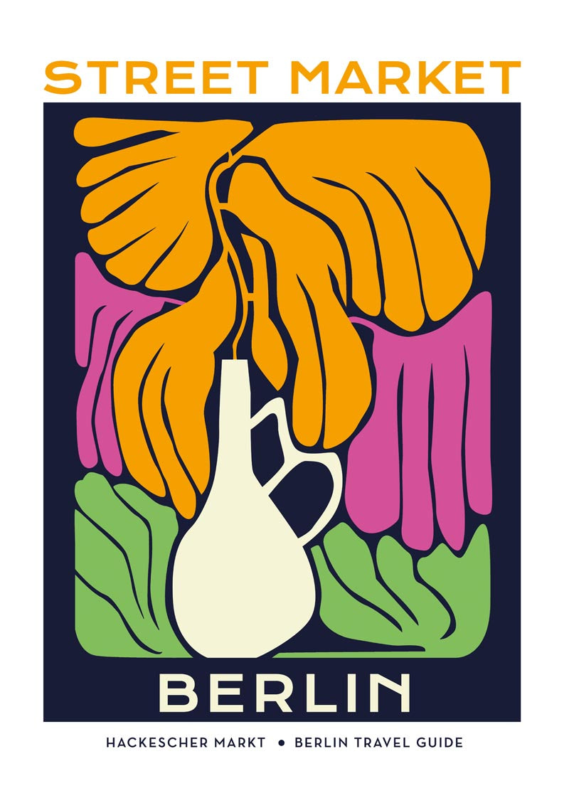 Berlin Street Market White Vase Graphic Art Poster