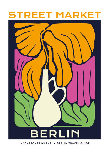 Berlin Street Market White Vase Graphic Art Poster