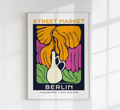 Berlin Street Market White Vase Graphic Art Poster