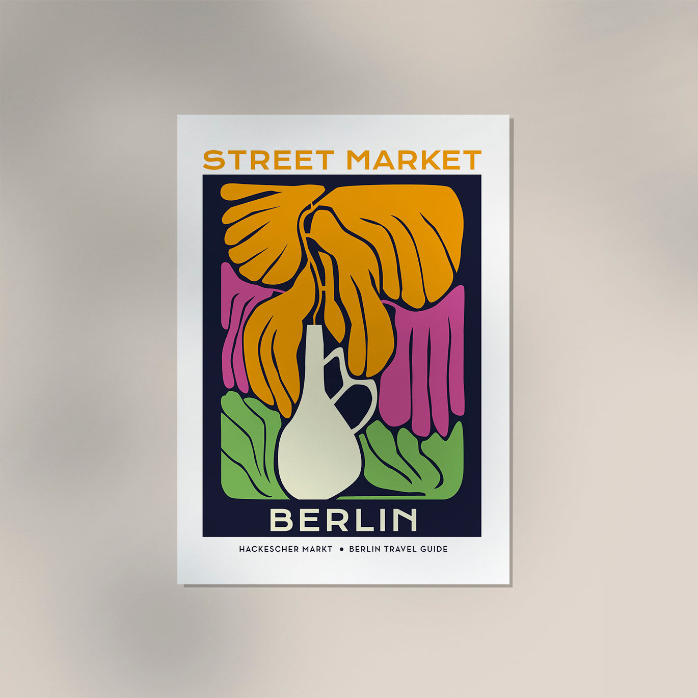 Berlin Street Market White Vase Graphic Art Poster