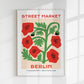 Berlin Street Market Red Flowers Graphic Art Poster