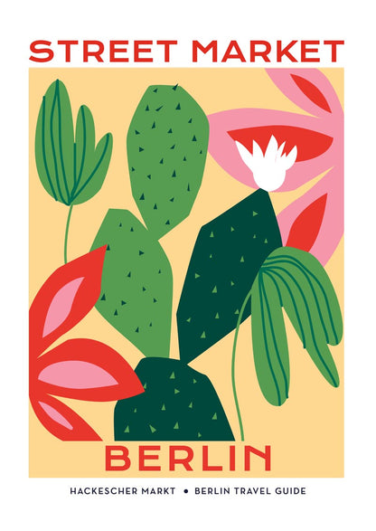 Berlin Street Market Cactus Graphic Art Poster