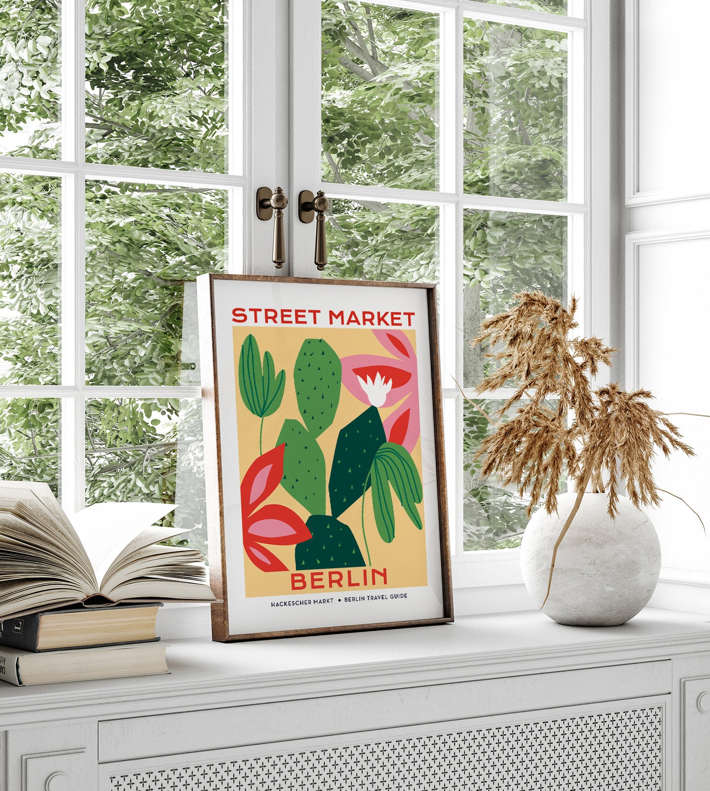 Berlin Street Market Cactus Graphic Art Poster