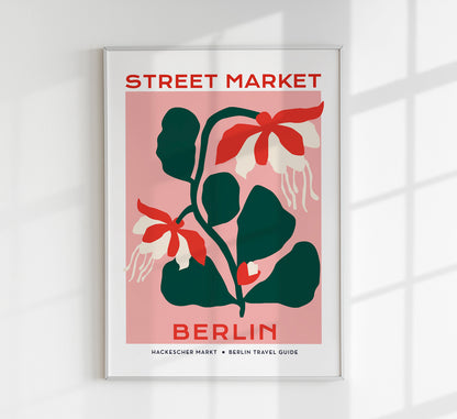 Berlin Street Market Lilly Flower Graphic Art Poster