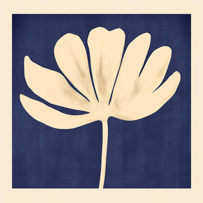 White Leaf in Blue Squared Print