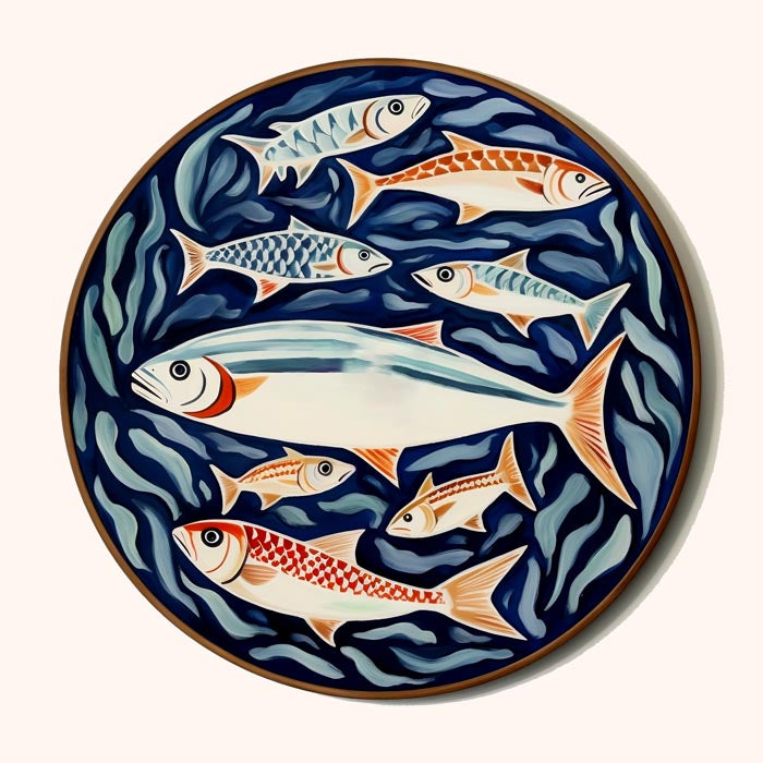 Fish Plate Blue Art Print