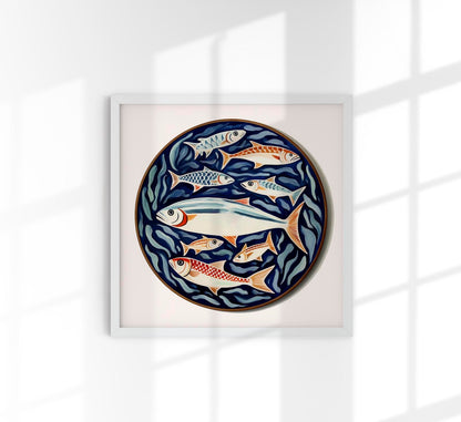 Fish Plate Blue Art Print