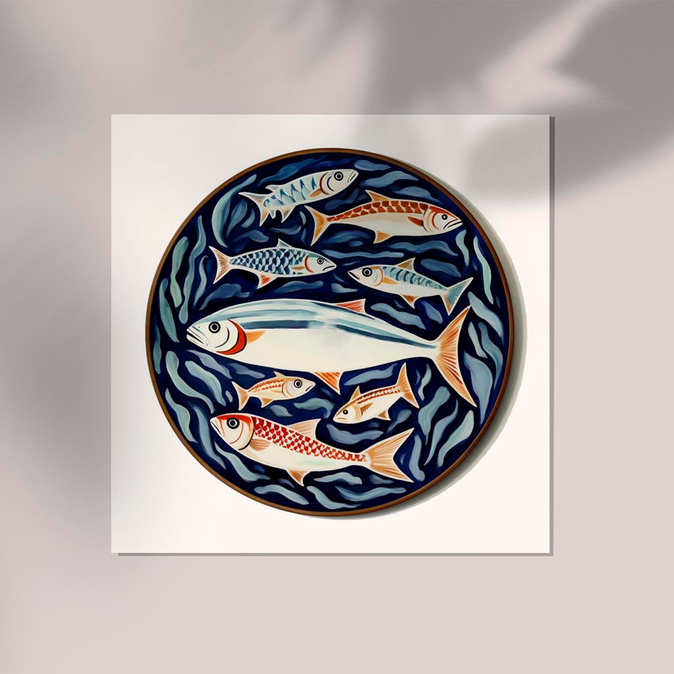 Fish Plate Blue Art Print