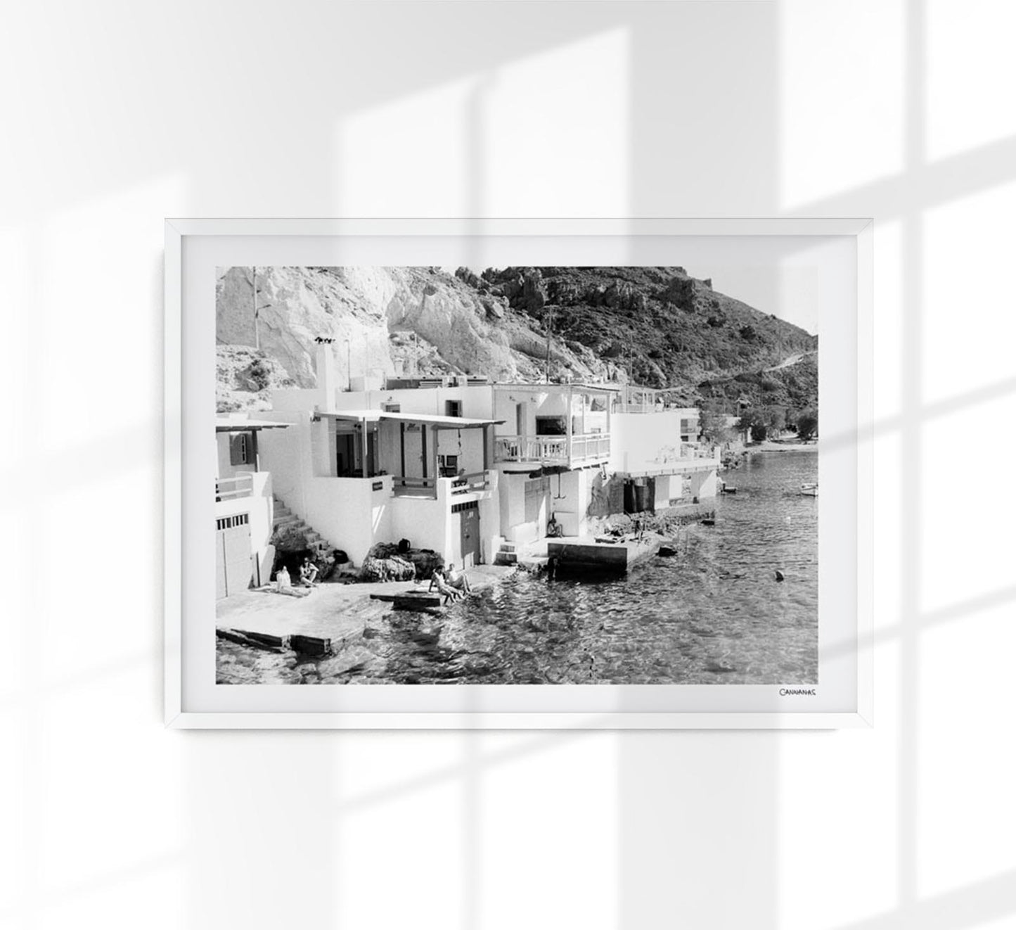 Small Greek Village B&W Poster by Cannanas