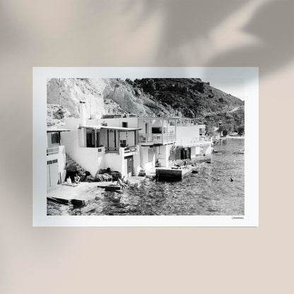 Small Greek Village B&W Poster by Cannanas