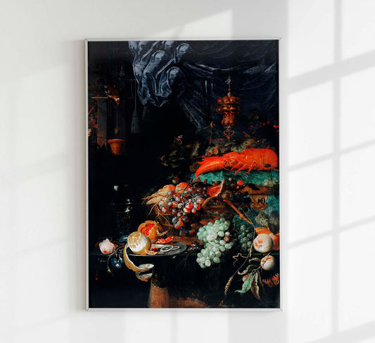 Fruits and Lobster by Abraham Mignon Botanical Poster