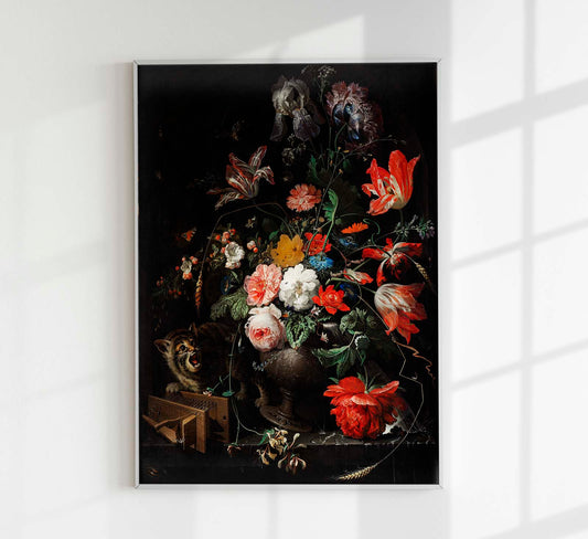 The Overturned Bouquet by Abraham Mignon Botanical Poster