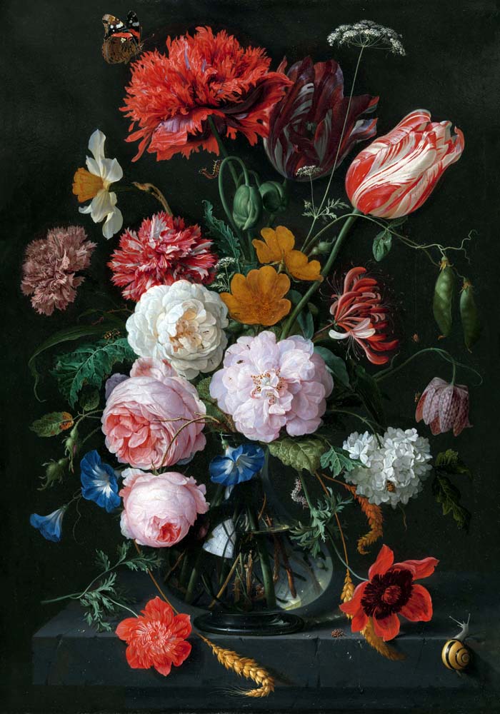 Still Life with Flowers in a Glass Vase  by Jan Davidsz de Heem and Rachel Ruysch Botanical Poster