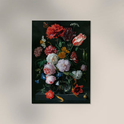 Still Life with Flowers in a Glass Vase  by Jan Davidsz de Heem and Rachel Ruysch Botanical Poster