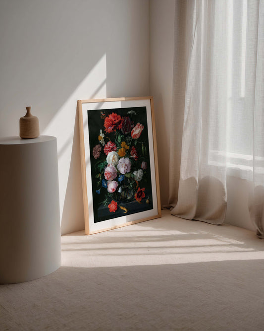 Still Life with Flowers in a Glass Vase  by Jan Davidsz de Heem and Rachel Ruysch Botanical Poster
