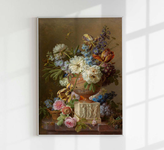 Flower Still-life with an Alabaster Vase by Gerard van Spaendonck Botanical Poster
