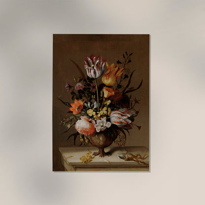Still Life with a Vase of Flowers and a Dead Frog by Jacob Marrel Botanical Poster