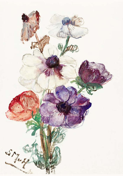 New Year's Greeting with Anemones by Sientje Mesdag-van Houten Botanical Poster
