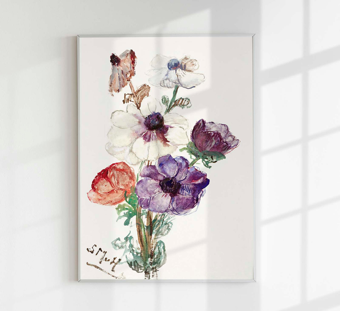 New Year's Greeting with Anemones by Sientje Mesdag-van Houten Botanical Poster