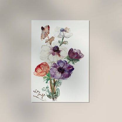 New Year's Greeting with Anemones by Sientje Mesdag-van Houten Botanical Poster