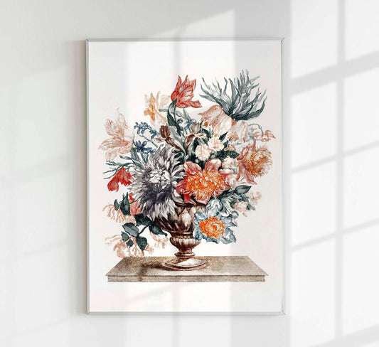 Stone vase with flowers by Johan Teyler  Botanical Poster