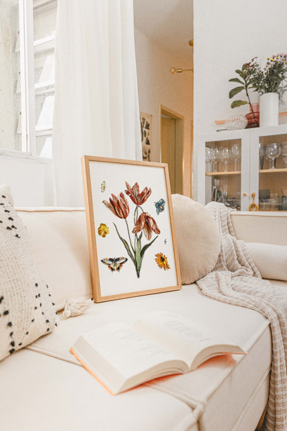 Flowers, butterflies and a fly by Johan Teyler Botanical Poster