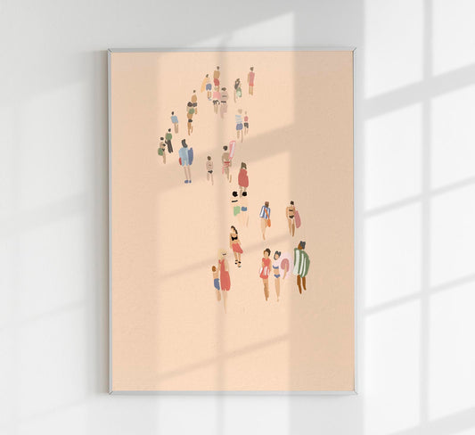 Walking on the beach Art Poster