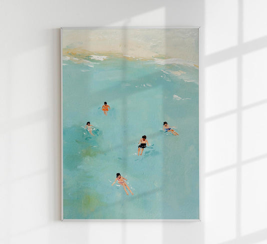 Children playing on the Beach Art Poster