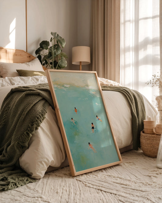 Children playing on the Beach Art Poster