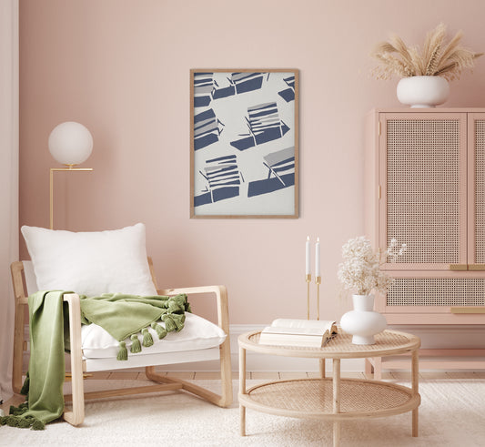 Shadows of beach chairs Art Poster